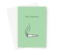 Merry Spliffmas Greeting Card | Funny Weed Joke Christmas Card, Blunt, Spliff, Joint Doodle, Merry Christmas Card, Marijuana Pun Card