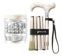 Merry Sticks Designer Foldable Walking Canes with Finest European Crystals, Folding Canes for Women and Men, Adjustable & Collapsible Canes for Seniors, Stylish Rhinestone Gift - Royal Champagne Gold