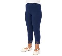 Merry Style Girl's 3/4 Leggings with Lace MS10-228(Navy Blue, 11-Years)