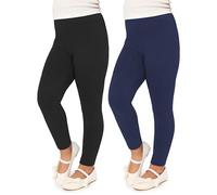 Merry Style Girl's Long Leggings 2 Pack MS10-130(Black/Navy Blue(2Pack), 5-Years)