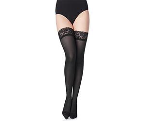 Merry Style Women's 40 DEN Microfiber Hold Up Stockings MS 791 (Black-791, XS-S)