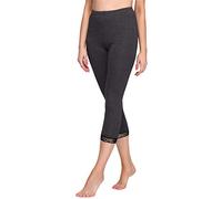 Merry Style Women's Leggings 3/4 with Lace MS10-224(Dark Melange/Black, M)