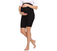 Merry Style Women's Maternity Short Leggings Made from Viscose MS10-299 (Black, L)