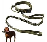 Merry Tails Tactical Dog Collar and Bungee Lead Set for Medium and Large Dogs with Quick Release Buckle A Handle for Control and Padded for Dog's Comfort (M, Army Green)
