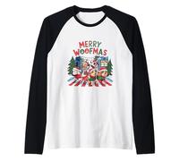 Merry Woofmas Shirt Cute Dogs Xmas Parade Caroling Christmas Raglan Baseball Tee