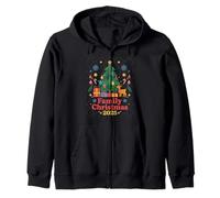 Merry Xmas Family Christmas 2025 Santa Hat Zip Hoodie