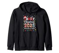 Merry Xmas Family Christmas 2025 Santa Hat Zip Hoodie