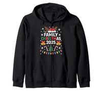 Merry Xmas Family Christmas 2025 Santa Hat Zip Hoodie