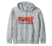 Merry Xmas Family Christmas 2025 Santa Hat Zip Hoodie