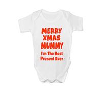 Merry Xmas Mummy I'm The Best Present Ever Babygrow Age 3-6 Months White