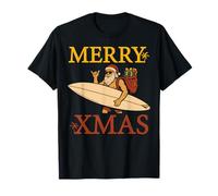 Merry Xmas Retro Surfer Santa Shaka Christmas Surfing T-Shirt