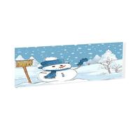 Merry Xmas Snowmen -Rectangular Acrylic Table Signs - Clear Custom Nameplates For Office Desk, Restaurant, Events - Smooth Edge Professional Signage.