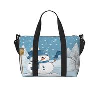 (Merry Xmas Snowmen) Waterproof Lightweight Hand Travel Bag - Large Carry-On for 3-5 Day Trips | Air Travel, Sports, Weekend Use | Men & Women (1-Pack)