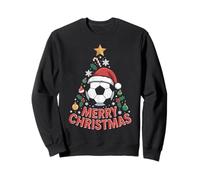 Merry Xmas Soccer Ball Santa Hat Christmas Sweatshirt