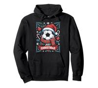 Merry Xmas Soccer Ball Santa Hat Just Christmas Pullover Hoodie