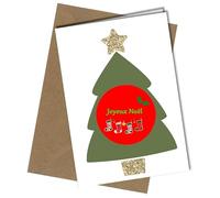 MERRY XMAS - TREE DESIGN - FRENCH LANGUAGE - A5 XMAS CARD | Envelope Included | Blank Inside | Unique Design | Personalised Free of Charge
