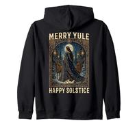 Merry Yule And Happy Solstice Gothic Pagan Christmas Zip Hoodie
