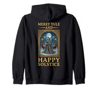 Merry Yule And Happy Solstice Gothic Pagan Holiday Zip Hoodie