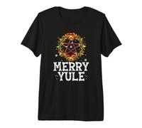 Merry Yule Winter Solstice Holly Pentagram Gift Premium T-Shirt