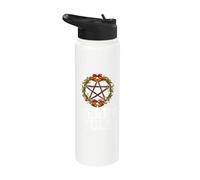 Merry Yule Winter Solstice Holly Pentagram Gift Stainless Steel Insulated Water Bottle