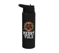 Merry Yule Winter Solstice Holly Pentagram Gift Stainless Steel Insulated Water Bottle