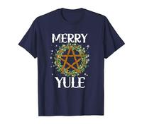 Merry Yule Winter Solstice Pagan Merry Winter Solstice T-Shirt, Men, Navy Blue, Small