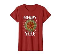 Merry Yule Winter Solstice Pagan Merry Winter Solstice T-Shirt, Women, Cranberry Red, X-Small