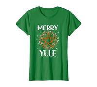 Merry Yule Winter Solstice Pagan Merry Winter Solstice T-Shirt, Women, Kelly Green, X-Small
