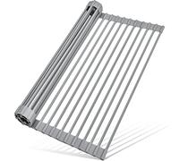 MERRYBOX 20.5" x 13" Roll Up Dish Drying Rack Silicone Wrapped Over The Sink Dish Drying Rack Multipurpose Foldable Sink Drying Mat, Heat-Resistant & Anti-Rust Dish Rack for Kitchen Sink, Large