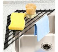 MERRYBOX Triangle Roll Up Dish Drying Rack Over The Sink, 2025 Anti-Rust Sink Drying Rack with Full Silicone Wrapped for Top of Sink Coner, Anti-Slip Organizer for Kitchen