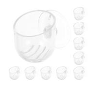 MERRYHAPY 10pcs Acrylic Fish Tank Plant Holders with Strong Suction Cups Transparent Multi-purpose Feeder Cups for Red Worm Feeding Easy-clean Fish Food Dish and Water Grass Containers for