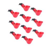 MERRYHAPY 10pcs Automatic Poultry Drinker Water Bowl for Quail Pigeons Chickens Durable Red Cups with Screws for Easy Installation for Home Commercial Farms