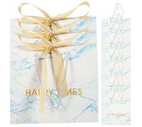 MERRYHAPY 10pcs Pattern Gift Bags with Double Folding Paper Design and Golden Bow Knots, Sturdy Construction for Wedding Guests and Bridal Party Favour Bags