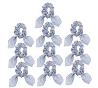 MERRYHAPY 10pcs Rabbit Ear Hair Ties with Bows Elastic Hair Ropes for Women and Girls Soft and Stretchy Ponytail Holders Light Grey for Daily Wear and Parties