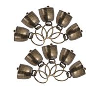 MERRYHAPY 10pcs Vintage Metal Cowbell Noise Makers with Handle Anti-lost Bells for Sports Cheering Farm Grazing Christmas Decorations Garden Parties Rustic Jingle Bells