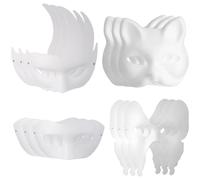 MERRYHAPY 12 Pcs White Cat Paper Masks Set Lightweight and Versatile Use with Delicate Details for Costume Parties and Crafting DIY Kit
