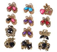 MERRYHAPY 12pcs Women Mini Claw Clips Vintage Hair Barrettes Hair Jaw Clips Small Clamp Delicate Acrylic Slides Random Style