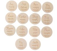 MERRYHAPY 14pcs Wooden Cards Set Monthly Photo Props for Newborns Diameter Cards for Shower Memories Keepsake for Growing Moments