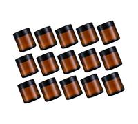 MERRYHAPY 15pcs Compact Brown Glass Bottles Empty Shot Bottles Lids for Cosmetics