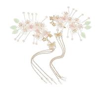 MERRYHAPY 1pair Flower Tassel Hair Clips for Women Girls Chinese Style Floral Hairpins for All Hair Types Easy to Use for Parties Ceremonies Birthdays and Daily Wear for Loved