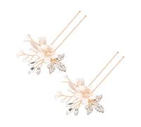 MERRYHAPY 1pair Rhinestone Flower Hairpin Bridal Hair Fork Wedding Headdress Elegant Hair Accessory for Brides and Girls Lightweight Design Sparkling Rhinestone Finish for Weddings and
