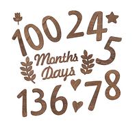 MERRYHAPY 1set Numbers Wooden Month Marker Signs for Birth Announcement Photo Props Vintage Dark Color for Celebrating First Year Memories