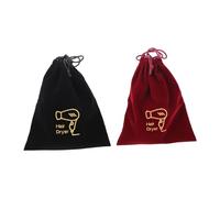 MERRYHAPY 2 PCS Hair Dryer Drawstring Organizer Bags Lint-Resistant Storage Pouches for Travel and Home Use Multipurpose Item Holder Washable Black