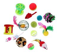 MERRYHAPY 24pcs Cat Interactive Toys Set Bell Ball Badminton Kitten Kicking Toys for Play Scratching Random Color