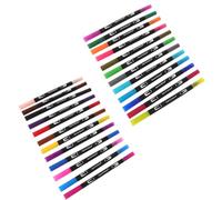 MERRYHAPY 24pcs Twin-tip Journaling Pens Watercolour Lettering Pen Set Dual Tip Design and Soft Brush Tip, Portable Compact Water Paint Brush for Illustration and Calligraphy