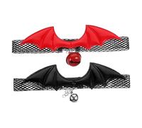 MERRYHAPY 2pcs Adjustable Cat Collar with Bell and Bat Wings for Halloween and Christmas Comfortable Neck Collar for Indoor Cats Lightweight Pet Costume Accessory
