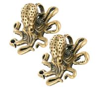 MERRYHAPY 2pcs Brass Octopus Statue Miniature Vintage Desk Ornament