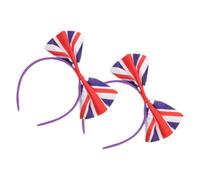 MERRYHAPY 2pcs British Flag Bow Headband for Women, Satin Material, Easy to Match, Worn for Extended Periods without Breaking or Losing Shape, for Sports Competition and Performance