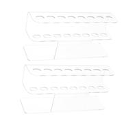 MERRYHAPY 2pcs Clear Acrylic Nail Art Pen Rack with Slots Tweezers Holder Stand and Makeup Brush Organizer Stable Display Shelf for Home Office School Desk Storage