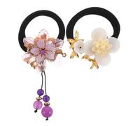 MERRYHAPY 2pcs Color Thick Hair Ties Scrunchies Chinese Hair Accessories for Women Ropes Ponytail Holder Bands for Women's Boho Elastic Tie Thick Cloth